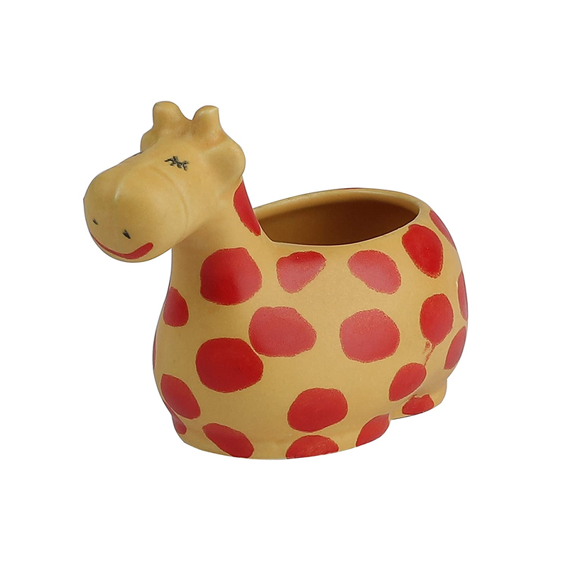 The Decor Lane Giraffe Handpainted Living Room Garden Decorative Flower Pots Cum Ceramic Planters (Set of 2)