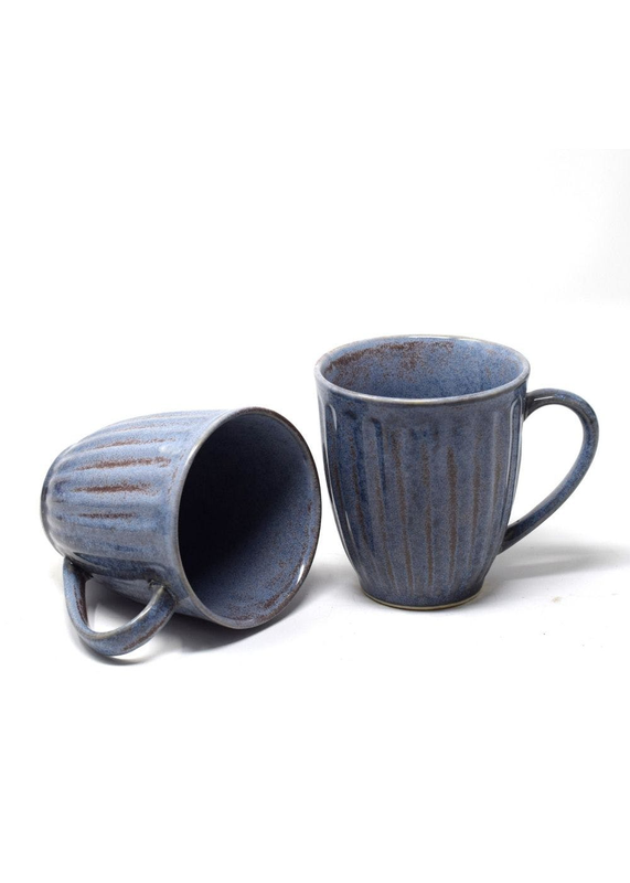Rustic Grey Grooved Mugs- Set of 2