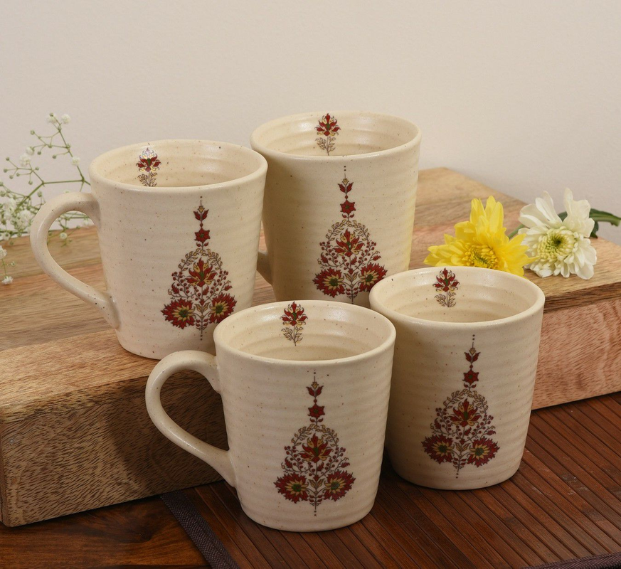 Handmade Ceramic Stoneware Mugs - Set Of 4